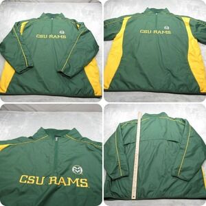CSU Rams Windbreaker Mens 2XL Green Water Resistant Jacket Anorak‎ Colorado NCAA
